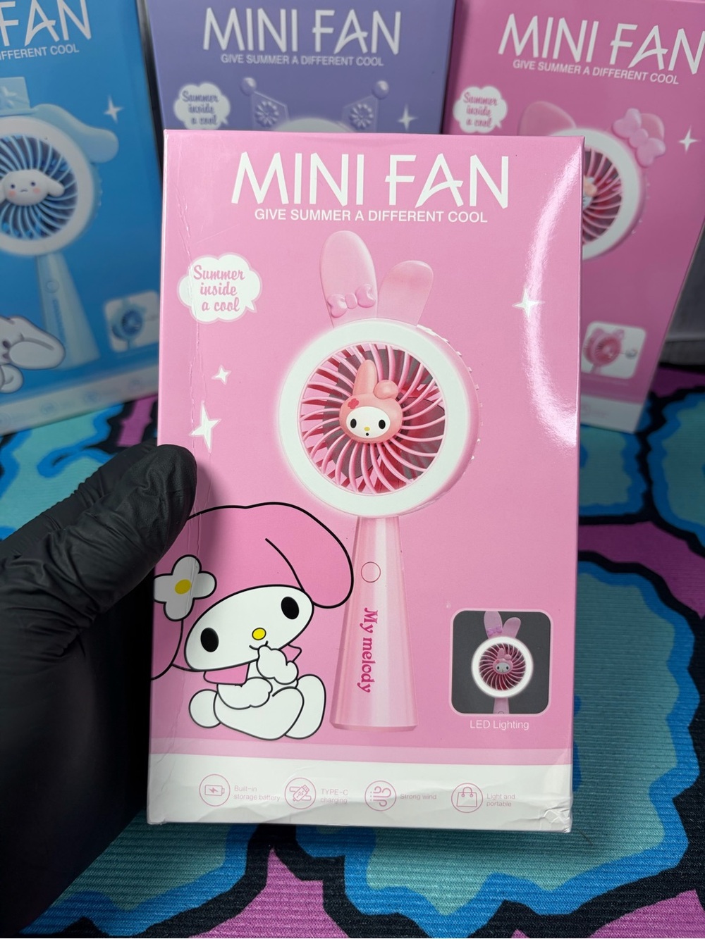 MY MELODY! Pink Mini Handheld Fan WITH LED LIGHTS for Kids Strong Little Fan!!